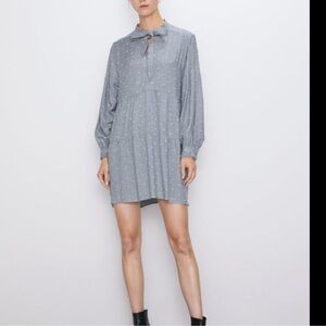 Zara Gray Polka Dot Babydoll Dress Size L